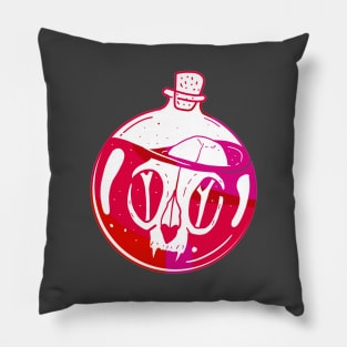 Bloody red magical potion, witchy vibes, cat skull in a vile cute gift Pillow
