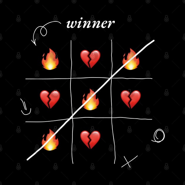 tic-tac-toe play | emoji broken hearts and fire by Voropaeva_visual