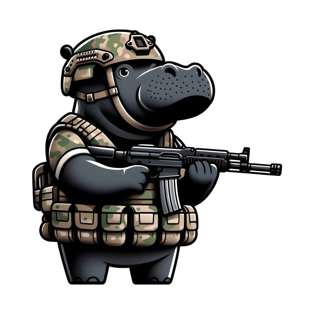 Tactical Hippo by Rawlifegraphic