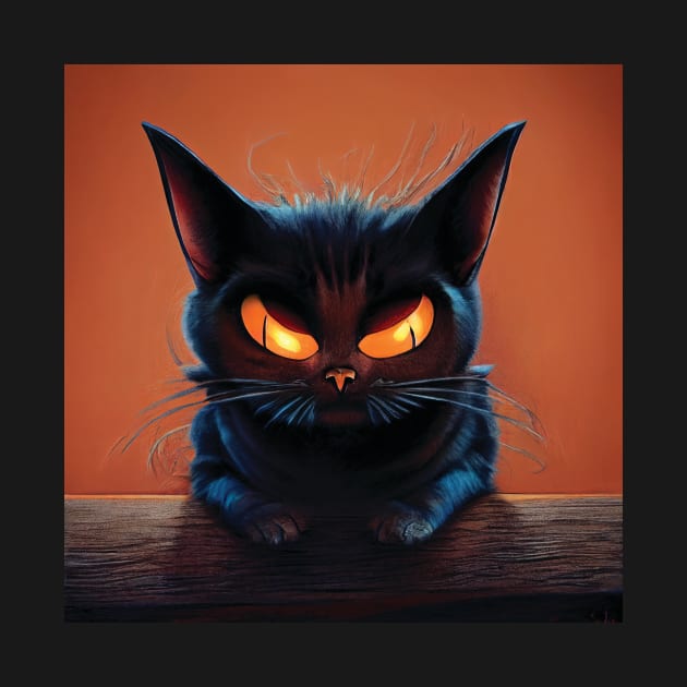 Halloween Black Cat Art by Geminiartstudio