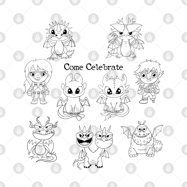 Come celebrate, my first party, nursery party, halloween kids costume, httyd coloring by PrimeStore