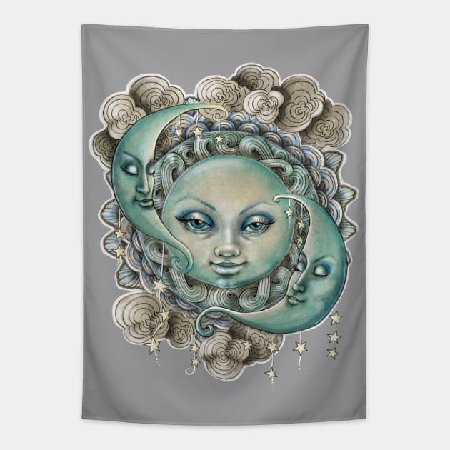 La Luna Moon Face Tapestry TeePublic