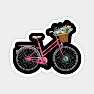 Beautiful woman bicycle with flowers Magnet