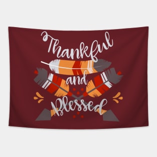 Thankful And Blessed Arrows Feather Thanksgiving Tapestry