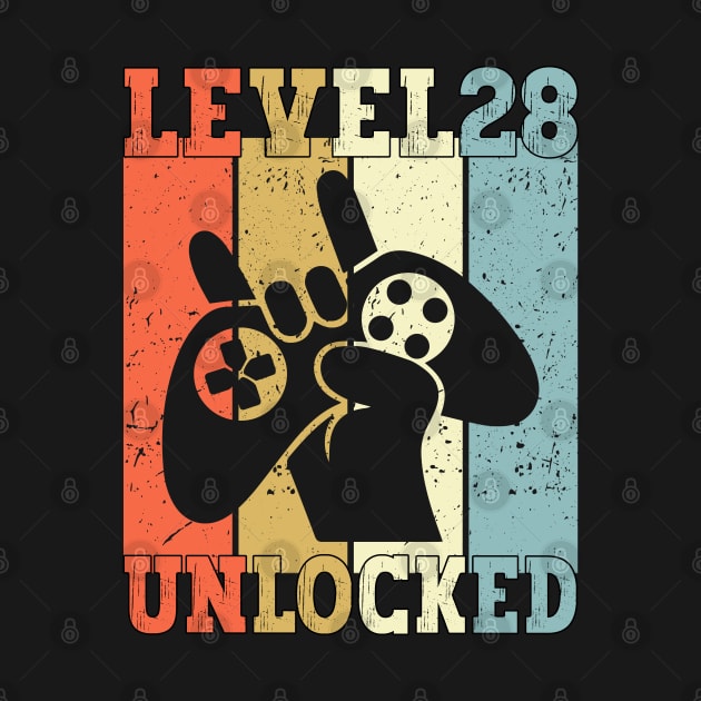 Level 28 Unlocked Video Gamer 28 Years Old 28th Birthday Level Unlocked by Charaf Eddine