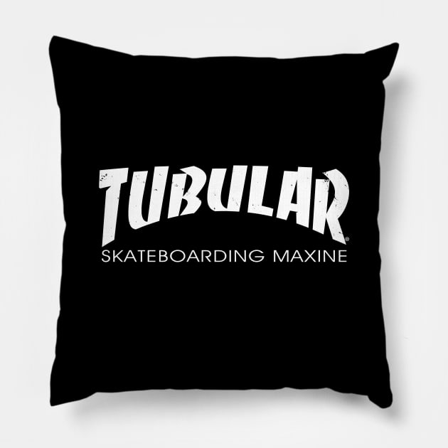 Skateboarding Retro 80's Sci-fi Tv Show Quoted Logo Parody Pillow by BoggsNicolas