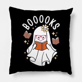 Halloween Booooks Cute Ghost Reading Books Women Girls Pillow