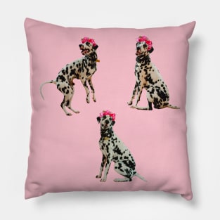 Dalmatian flower crown Pillow