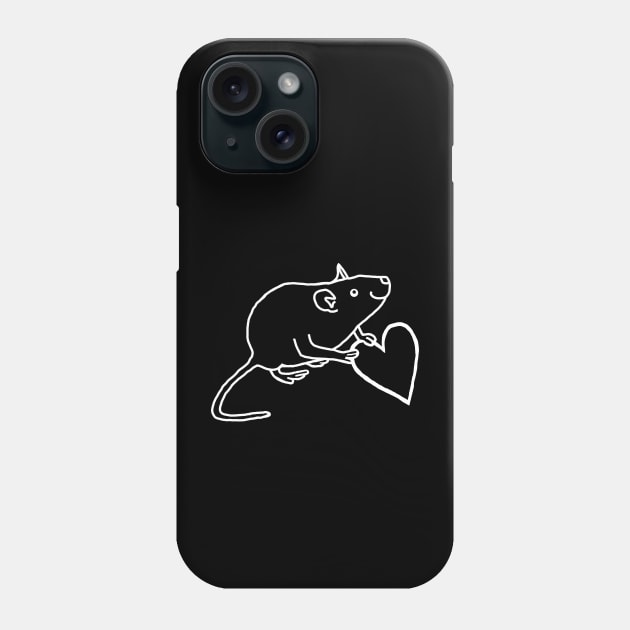 White Line Rat Holds Your Heart Phone Case by ellenhenryart