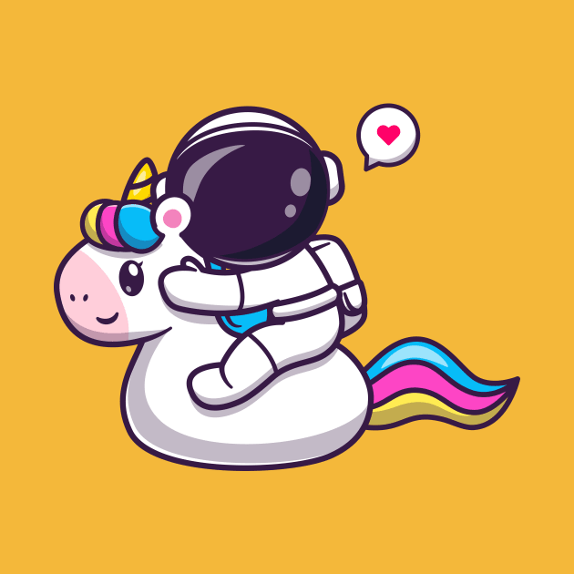 Cute Astronaut Riding Unicorn Cartoon by Catalyst Labs