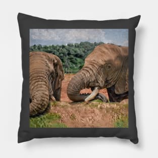 Cute elephant (animal, baby elephant, elephant art, cage the elephant and elephant painting) Pillow