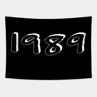 Retro 1989 Black Text Tapestry