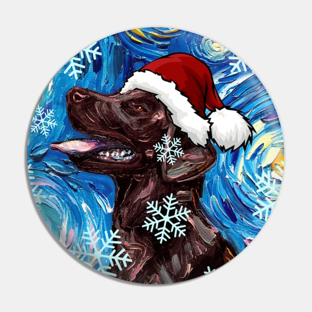 Chocolate Labrador Santa Pin by sagittariusgallery