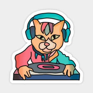 Street Retro Cat with Headphones | Funny Magnet