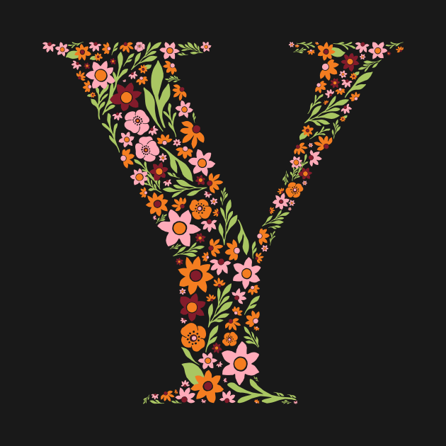 Retro Floral Letter Y by zeljkica