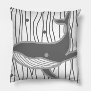 Whale - Grey Pillow