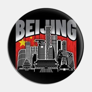 Beijing China Skyline Chinese Flag Pin