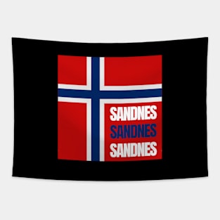 Sandnes City in Norwegian Flag Colors Tapestry