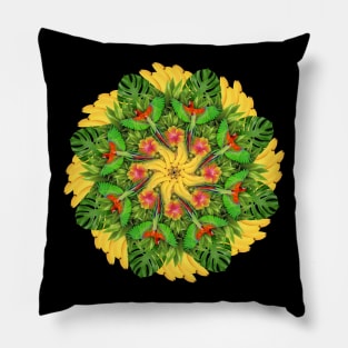 tropic parrots mandala Pillow