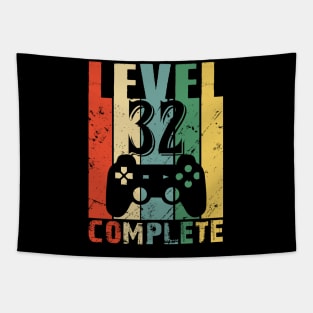 Vintage 32th Wedding Anniversary Level 32 Complete Funny Video Gamer Birthday Gift Ideas Tapestry