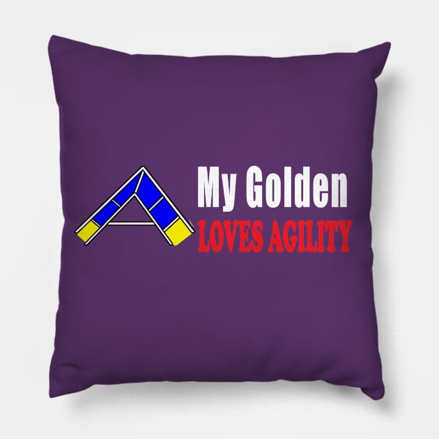 Dog agility Golden retriever - My Golden Loves Agility Pillow by Dogs and other stuff