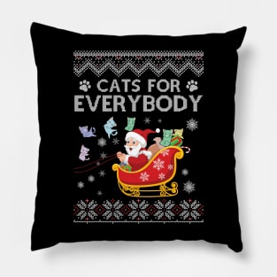 Cats For Everybody Ugly Christmas Funny Xmas Cute Cat Lover Pillow