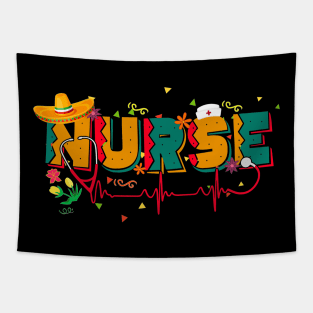 Stethoscope Heartbeat Nurse Mexican Cinco De Mayo Fiesta Tapestry