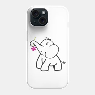 elephant with a flower Phone Case