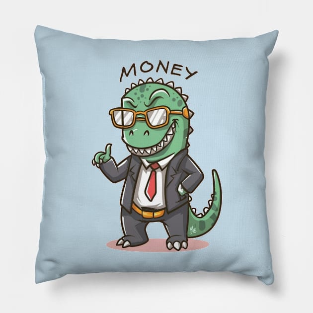 Money Dino Pillow by Ridzdesign