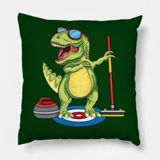 cool Dabbing Dinosaurs curling T Rex curler ice Sport Curling Pillow