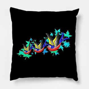 Sparrows and leaves Pillow