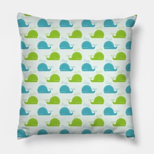 Trendy Green Blue Whale Pattern Pillow