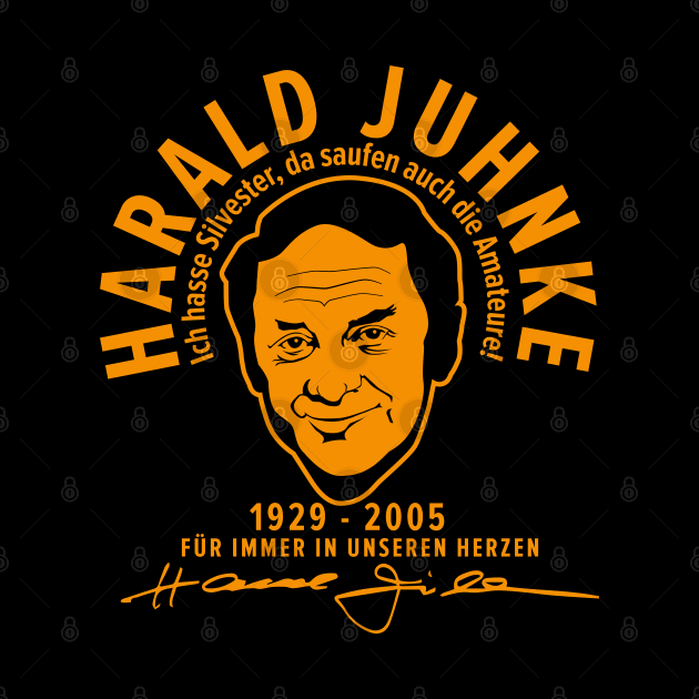 Harald Juhnke Portrait Logo - „Ich hasse Silvester“ Quote Design by Boogosh