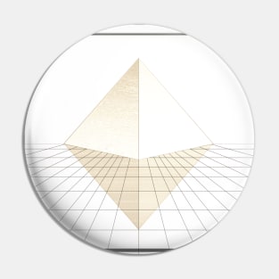 White and Gold Pyramid Grid Pin