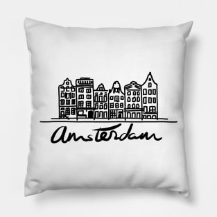 Amsterdam houses Logo black & white Pillow