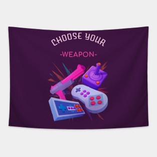 Retro Gaming Arsenal: Choose Your Weapon Tapestry