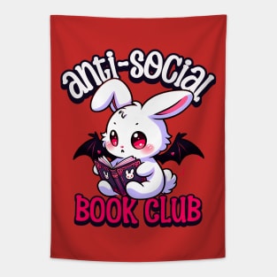 Anti-social Book Club Cute Bat Bunny Reader Tapestry