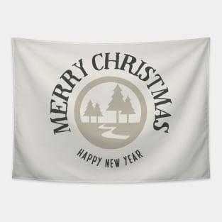 Rustic Merry Christmas Badge Tapestry