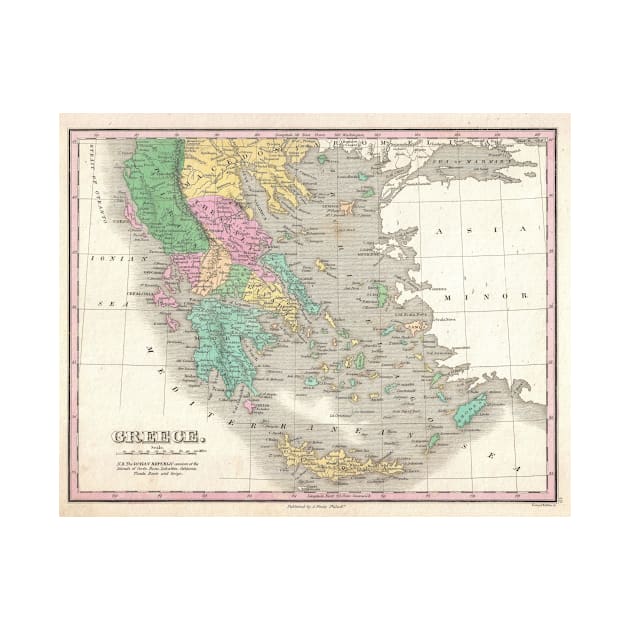 Vintage Map of Greece (1827) by Bravuramedia