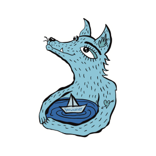 Blue wolf and sea T-Shirt