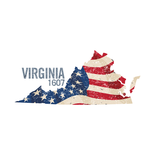 Virginia 1607 with USA Stars and Stripes by hobrath