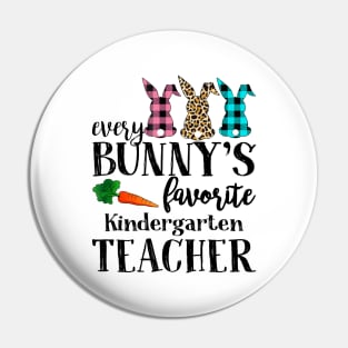 Every Bunny's Favorite Kindergarten Teacher Leopard Buffalo Bunny Easter Day Pin