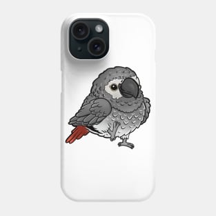 Cute Walking African Grey - Parrot Bird Birb - Chibi Kawaii Anime Phone Case