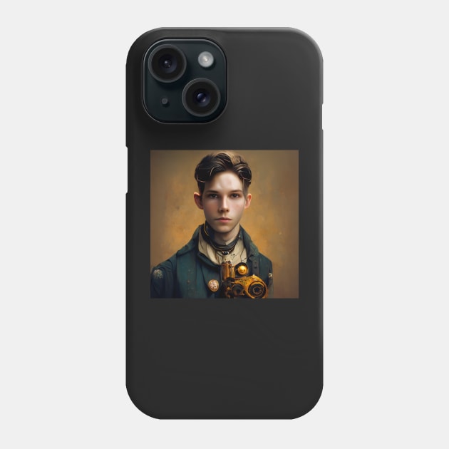 steampunk painting of a young man Phone Case by ai1art