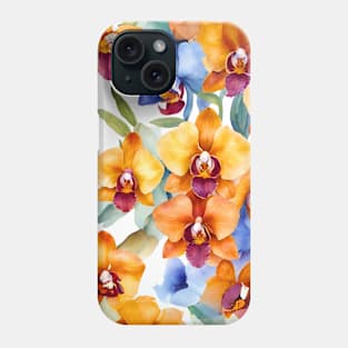 Watercolor Orchid Pattern Phone Case