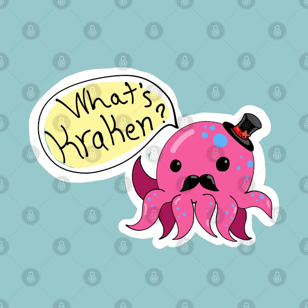 Pink Octopus with a Hat What's Kraken? by narwhalwall