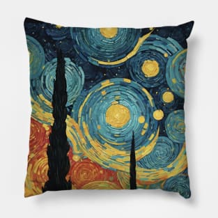 Starry Night Mosaic: Van Gogh's Celestial Symphony Pillow