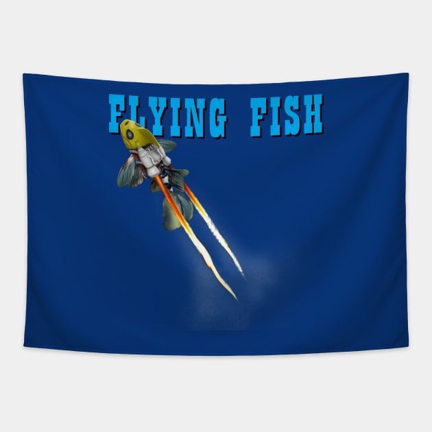 Flying Fish Funny The Rocketeer Retro Vintage 90's Movie Parody Tapestry by BoggsNicolas