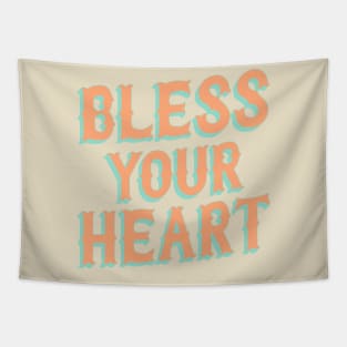 Southern Snark: Bless your heart (aqua turquoise and coral orange) Tapestry