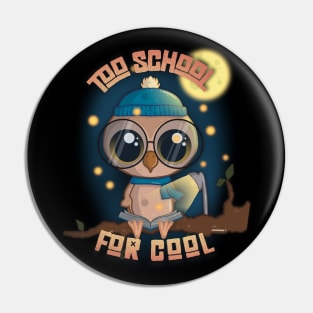 Too School for Cool Cute Owl Reading a Book at Night Pin